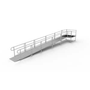 PATHWAY 26 ft. Straight Aluminum Wheelchair Ramp Kit with Solid Surface Tread, 2-Line Handrails and 5 ft. Top Platform