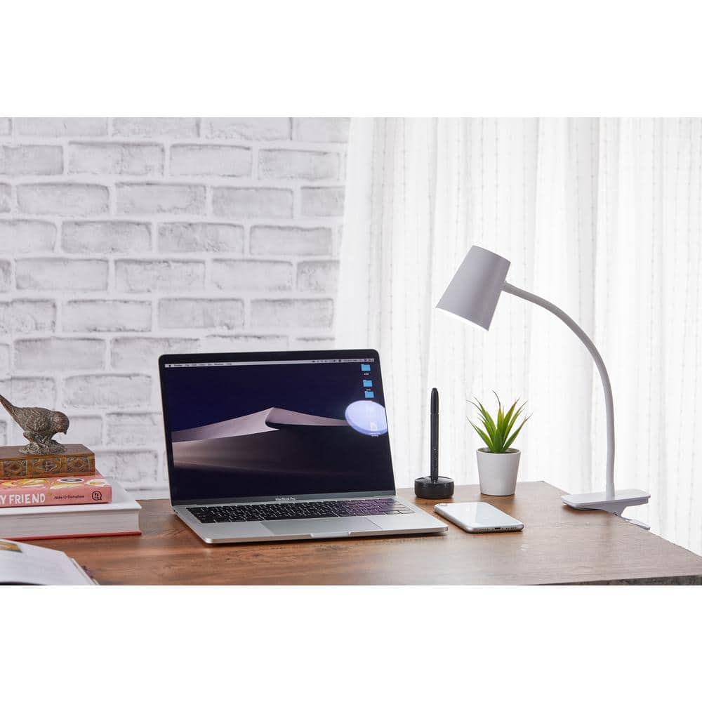 Compact Adjustable White LED Clip-on Desk Lamp with Touch Control