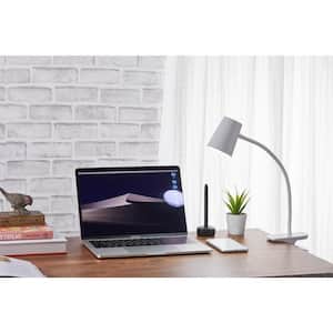 Adjustable LED Clamp Light, 7.48 in. White, Indoor, Desk Lamp