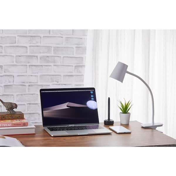 Adjustable LED Clamp Light, 7.48 in. White, Indoor, Desk Lamp