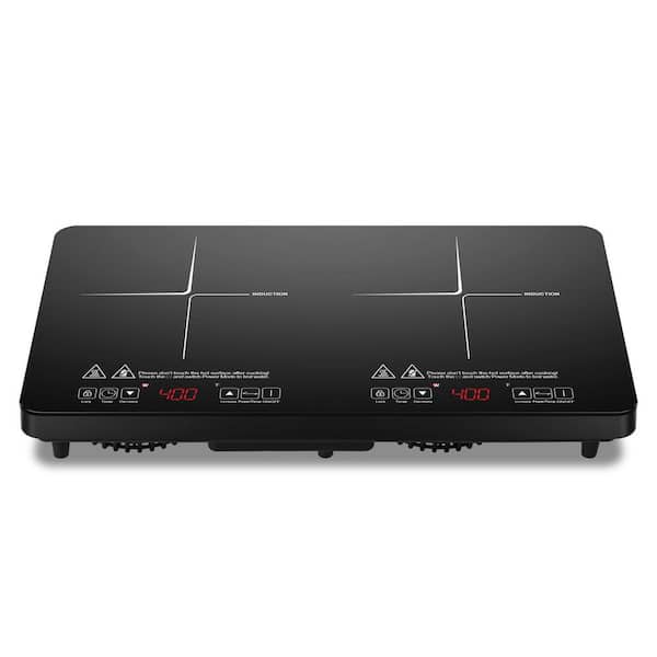 Dual Induction Cooktop with 10 Hour Timer, Safety Lock,12 in 1800W 2-Burner Induction Hob with 18 Power 20 Temperature