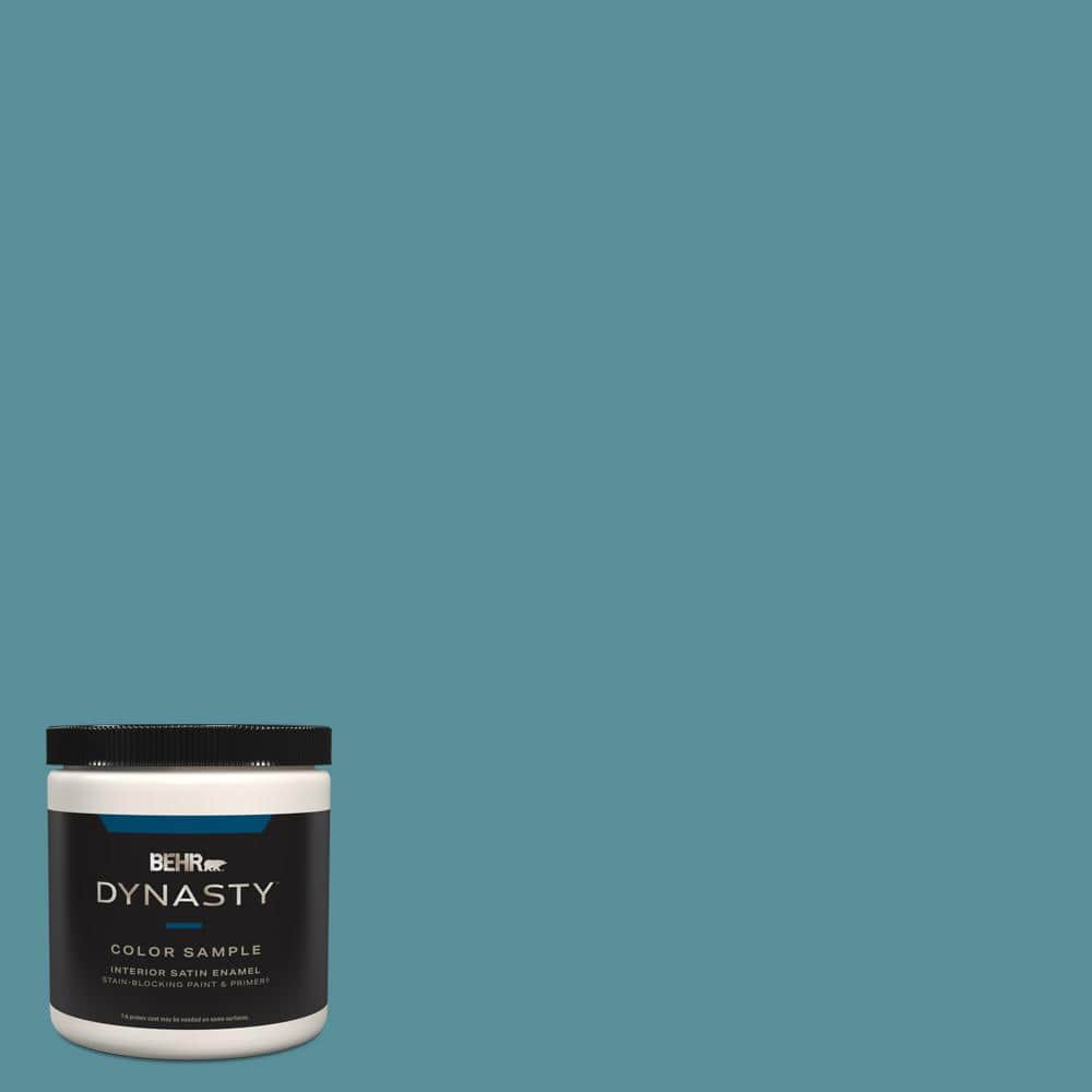 BEHR DYNASTY 8 oz. #HDC-AC-23A Cabana Blue One-Coat Hide Satin Enamel ...