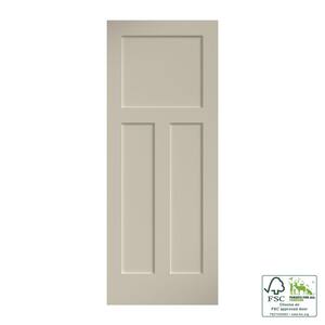 24 in. x 80 in. x 1-3/8 in. Shaker White Primed T-Shape 3-Panel Solid Core Wood Interior Slab Door