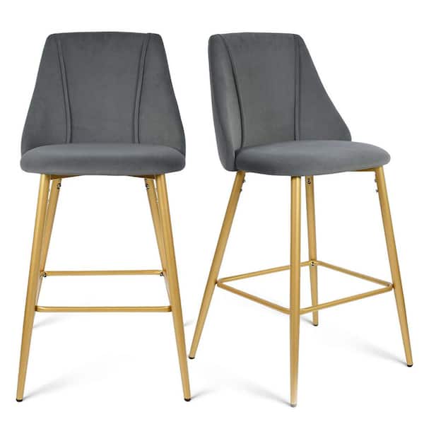 Elevens CHOLE Velvet Upholstered 26" Full Back Counter Stool (Set of 2) (19 in. W x 39 in. H)