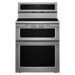 6.7 cu. ft. Double Oven Electric Induction Range with Self-Cleaning Convection Oven in Stainless Steel