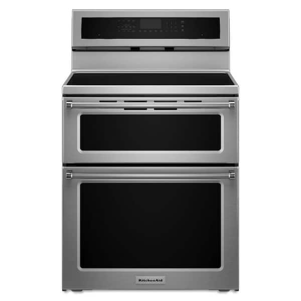 KitchenAid 6.7 cu. ft. Double Oven Electric Induction Range with Self-Cleaning Convection Oven in Stainless Steel