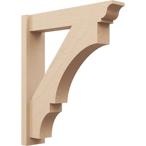 Ekena Millwork 6 in. x 32 in. x 28 in. Balboa Traditional Rough Cedar Woodgrain Timberthane Polyurethane Outlooker, Primed Tan