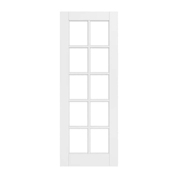 28 in. x 80 in. 10 Lite Clear Glass White Solid Core MDF Primed Standard Interior Door Slab