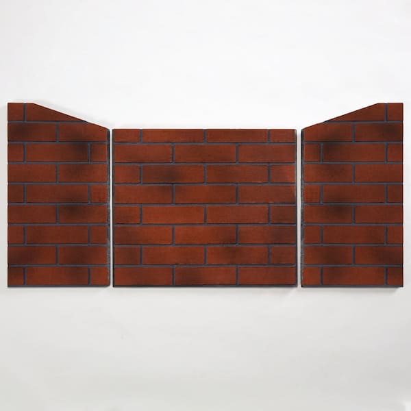 BLUEGRASS LIVING Vintage Red Ceramic 3-Piece Fiber Brick Panel for 450 Series Outdoor Fireplace Insert