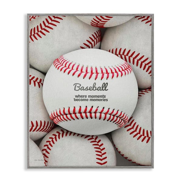 Stupell Industries Baseball Memories Phrase by Seven Trees Design Gray Framed Sports Giclee Art Print 14 in. x 11 in.