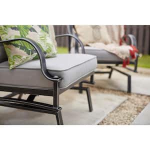 Highland Point Black Pewter Aluminum Outdoor Patio Rocking Lounge Chair with Pewter Gray Cushion (2-Pack)