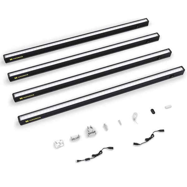 2 ft. Sun-Like Full Spectrum 5000K T5 LED Grow Light Strips for Indoor Plants and Flowers in Black, 4-Pack