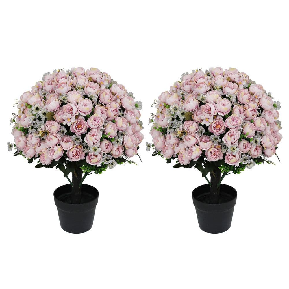 24in.Pink Artificial Topiary Plant with Peony Flowers,Fake Silk Flowers Potted for Indoor/Outdoor Spring Decor (2-Pack) price history on PriceWatchPro