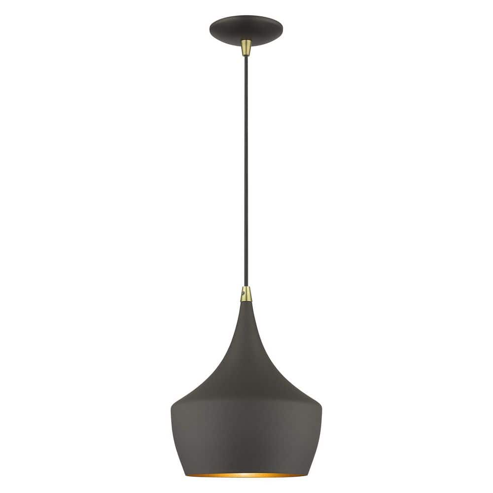 Goodwin 60-Watt 1-Light Bronze Shaded Pendant Light with Aluminum Shade With no Bulbs included price history on PriceWatchPro