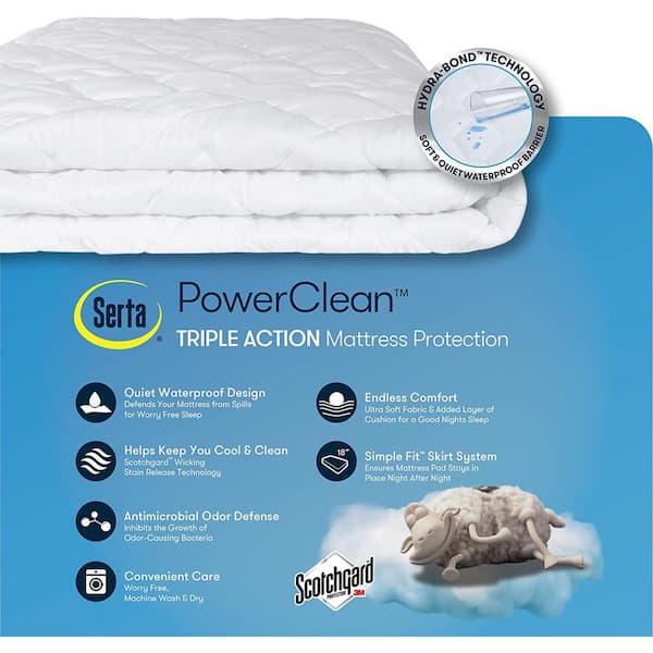 Serta Power Clean Max Action White Waterproof California King