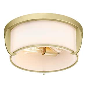 12.6 in 1-Light Brushed Gold Modern Flush Mount with Glass Shade and No Bulbs Included