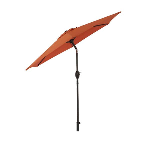 Unbranded 7.5 ft. Outdoor Patio Umbrella Flip Market Umbrella with Crank and LED Light in Orange