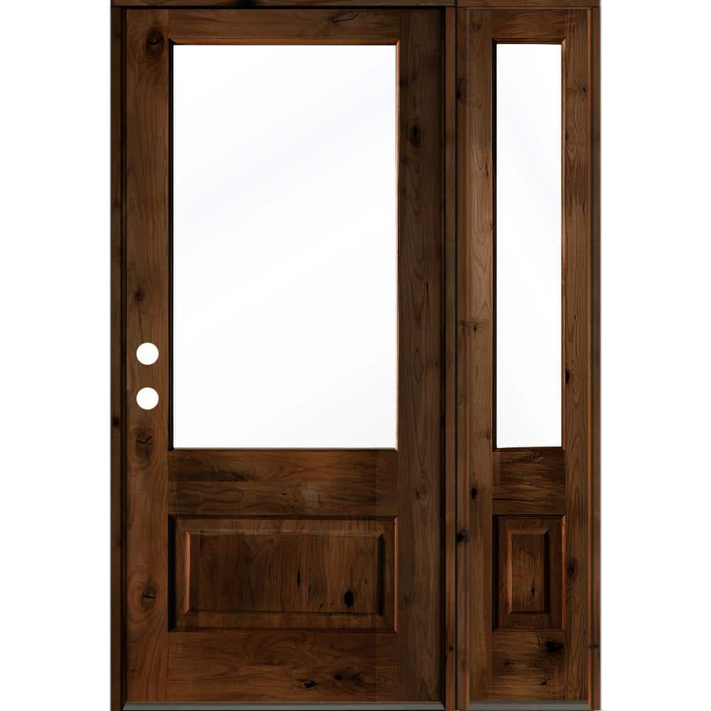 50 in. x 80 in. Knotty Alder Right-Hand/Inswing 3/4 Lite Clear Glass Provincial Stain Wood Prehung Front Door w/RSL price history on PriceWatchPro