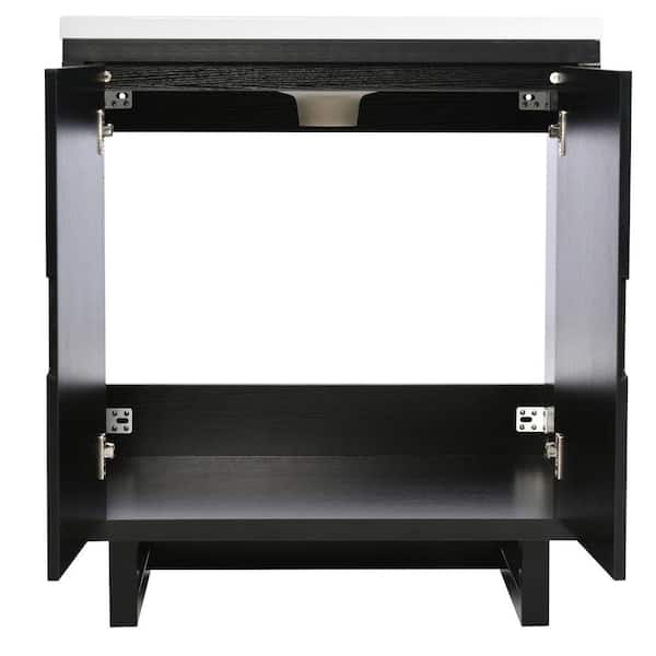 29.50 in. W x 18.10 in. D x 35.10 in. H Bathroom Vanity in Black with White Marble Top (1-Sinks)
