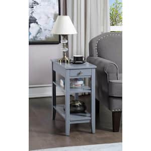 American Heritage 11.25 in.(W) Gray 24 in.(H) Rectangle Wood End Table with Three Tiers