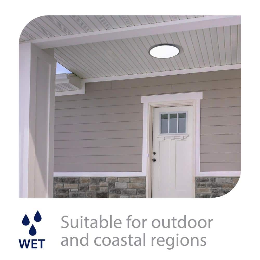 Sleek Edge-Lit Black Aluminum LED Flush Mount Light, 15"