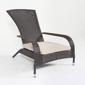 Twin Imperial Removable Cushions Wicker Arms Outdoor Lounge Chair with Beige Cushions