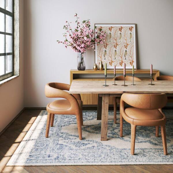 Padma Lakshmi Istanbul Hand-Tufted Ornate Border Wool-Blend Dark Blue 3 ft. x 6 ft. Indoor Runner Rug