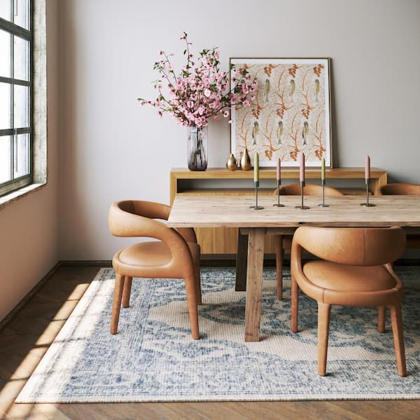 Padma Lakshmi X Rugs USA Istanbul Hand-Tufted Ornate Border Wool-Blend Dark Blue 8 ft. x 10 ft. Indoor Area Rug