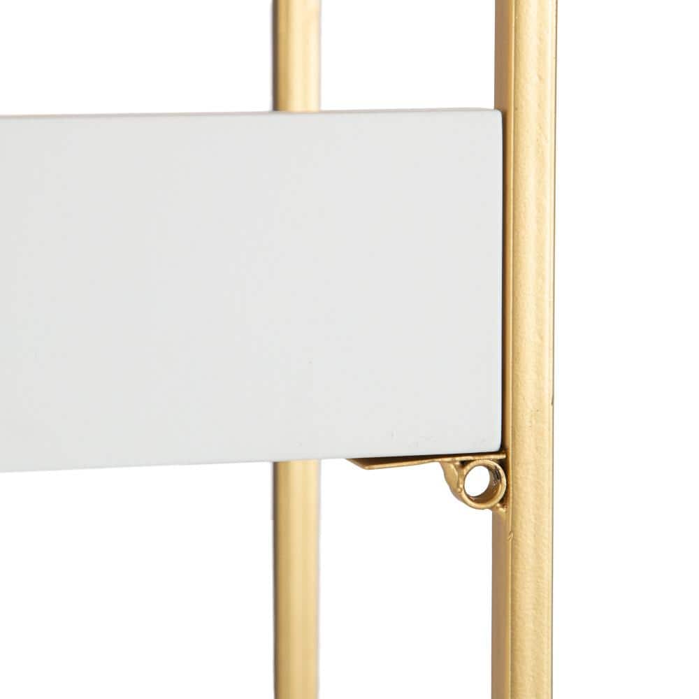 Elegant White and Gold 3-Tier Floating Wooden Wall Shelf