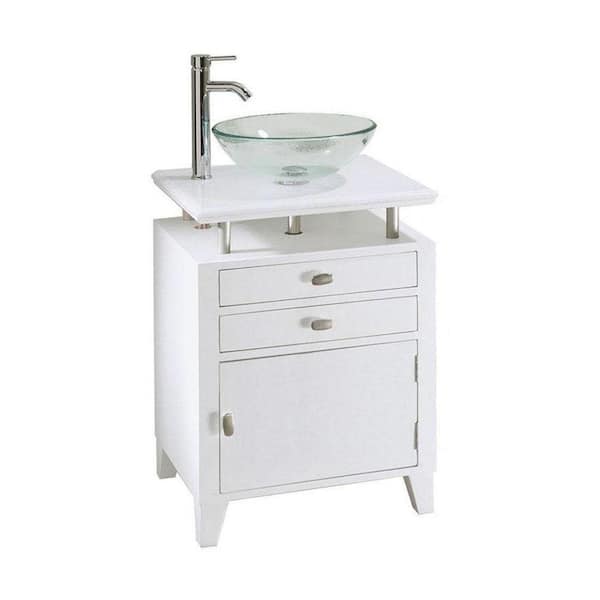 Home Decorators Collection Moderna 24 in. W x 21 in. D Bath Vanity in White with Marble Vanity Top in White and Wood Door