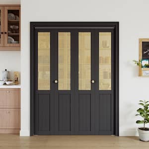 ARK DESIGN 60 in. x 80 in. Half Paneled Solid Core Black Finished