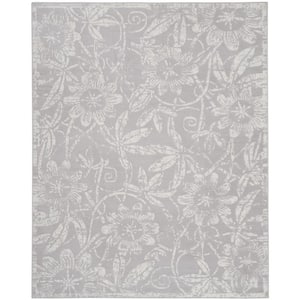Whimsicle Grey 7 ft. x 10 ft. Floral Contemporary Area Rug