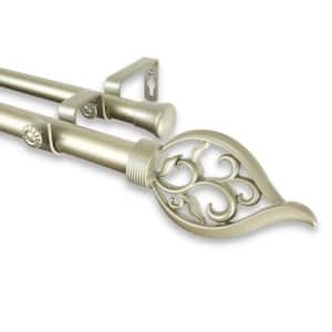 Flora 160 in. - 240 in. Adjustable 1 in. Dia Double Curtain Rod in Light Gold