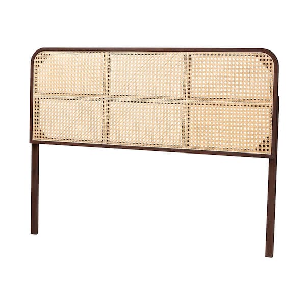 bali & pari Lainer Dark Brown Queen Headboard with Natural Rattan