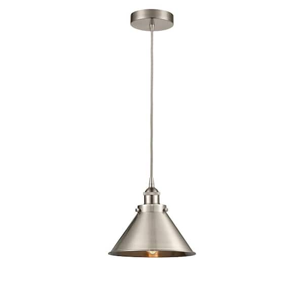 Innovations Briarcliff 1-Light Brushed Satin Nickel Shaded Pendant Light with Brushed Satin Nickel Metal Shade