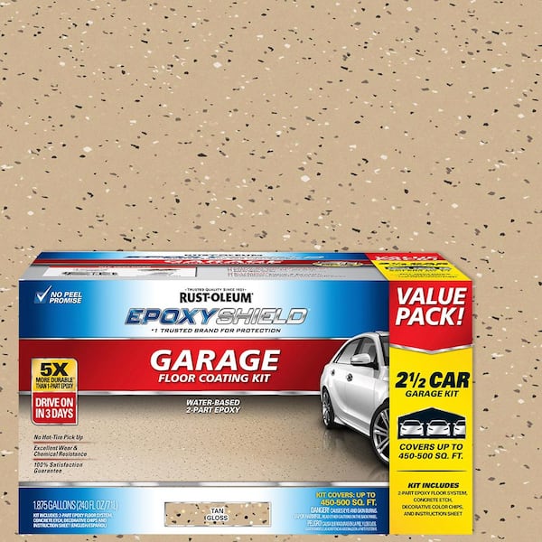 Rust-Oleum EpoxyShield 240 oz. Tan High-Gloss 2.5-Car Garage Floor Kit