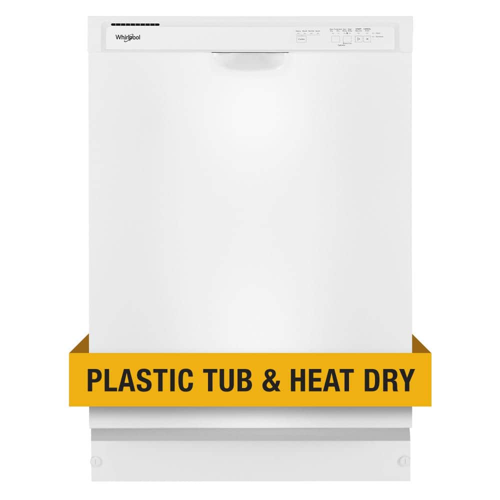 Whirlpool 24 in. White Front Control Built-In Tall Tub Dishwasher 120 Volts