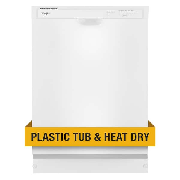 Whirlpool 24 in. White Front Control Built-In Tall Tub Dishwasher 120 Volts