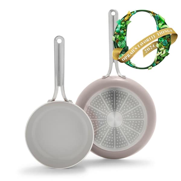 Nova 2-Piece 8 in. and 10 in. Ceramic Nonstick Frying Pan Set in Clay