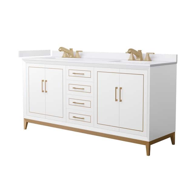 Marlena 72 in. Double Freestanding White Bath Vanity with White Cultured Marble Top Assembled