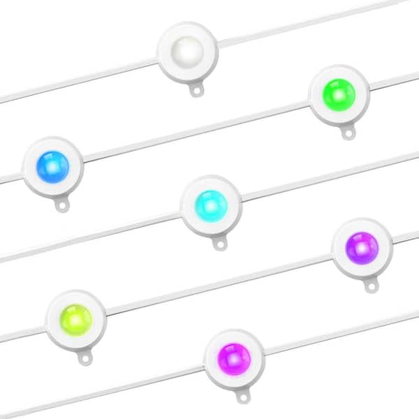 30-Light 50 ft. Outdoor Plug-in RGB+W Integrated LED Smart Wi-Fi Novelty String-Light Extension Set (2-Pack)