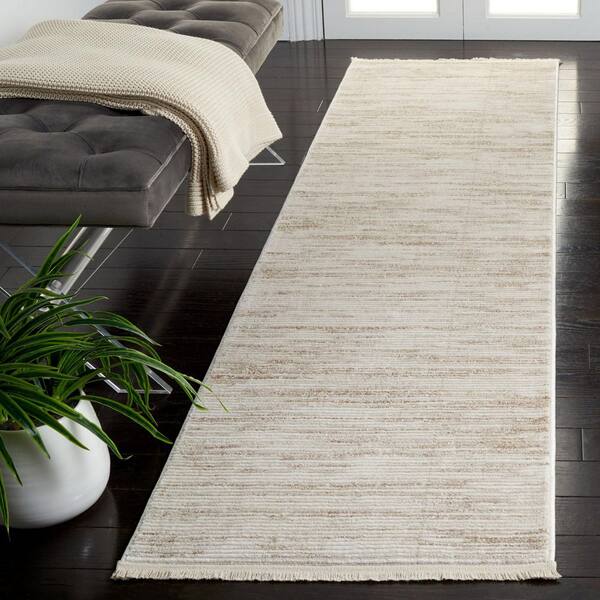 Whisper 2 ft. x 10 ft. Ivory/Beige Monochrome Marle Runner Rug