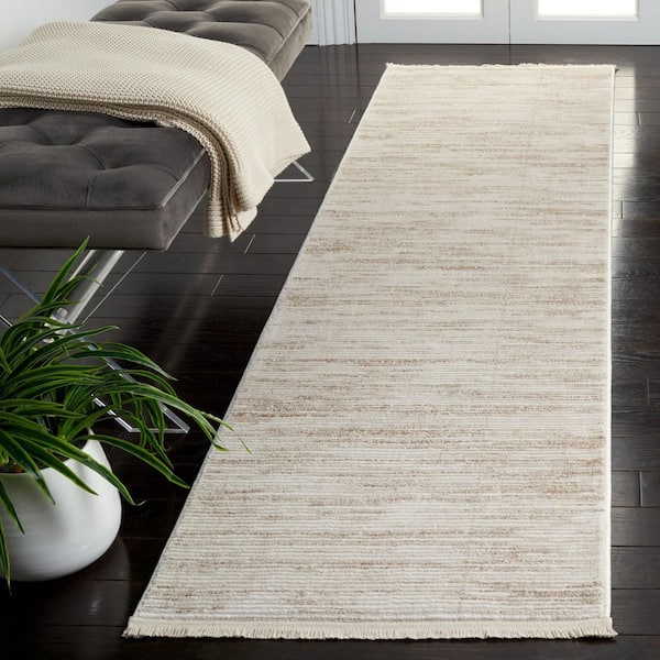 Whisper 2 ft. x 8 ft. Ivory/Beige Monochrome Marle Runner Rug