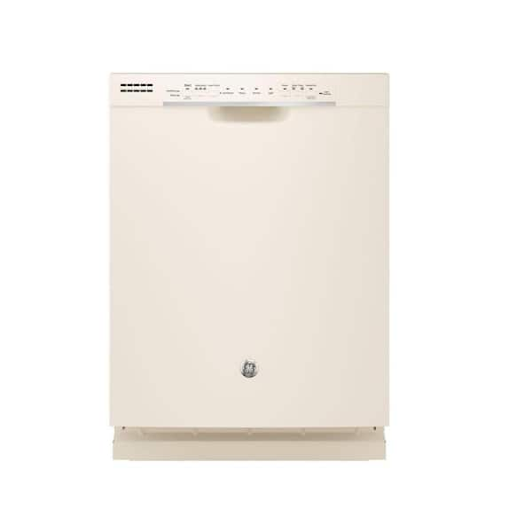 GE Front Control Dishwasher in Bisque with Steam Prewash