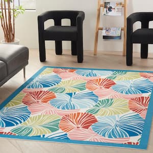 Sun N' Shade Multicolor 4 ft. x 6 ft. Floral Contemporary Indoor/Outdoor Area Rug