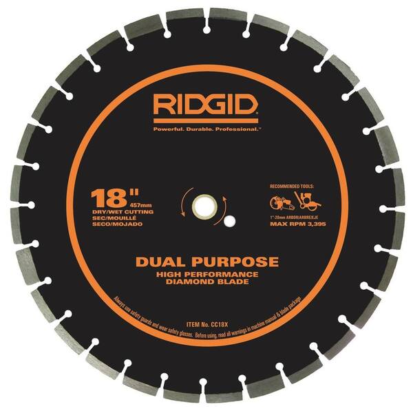 RIDGID 18 in. Dual-Purpose Walk-Behind Saw Diamond Blade