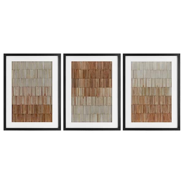 Tiled Terracotta Walls by Flora Kouta 3-Piece Black Under Glass Framed Abstract Graphic Art Print 23 in. x 17 in.