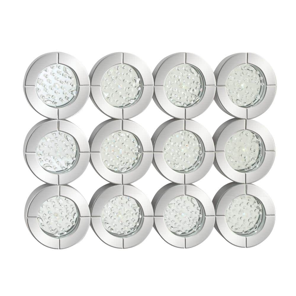 Luxe Reflections Silver Wood Wall Mirror with Crystal Accents 39" Round