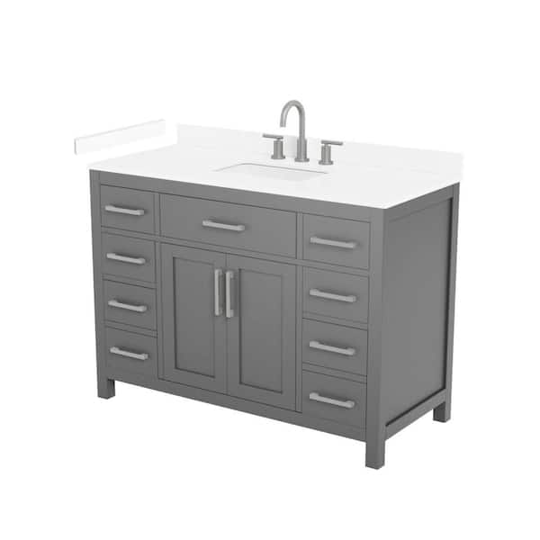 Beckett 48 in. Single Freestanding Dark Gray Bath Vanity with White Cultured Marble Top