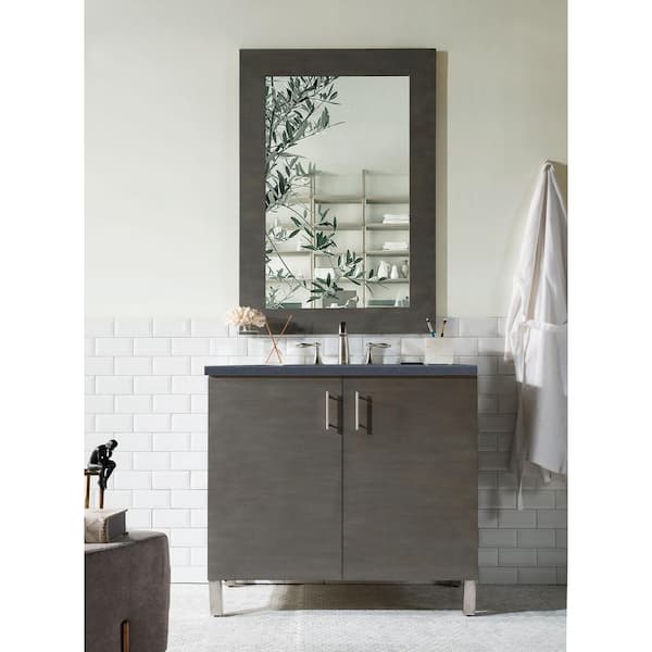 Metropolitan 30 in. W x 44 in. H Framed Rectangular Wall Mirror in Silver Oak